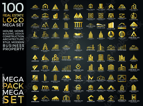 Mega Set and Big Group, Real Estate, Building and Construction Logo Vector Design Eps 10	

