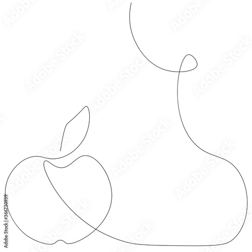 Apple fruit tree. Autumn background. Vector illustration