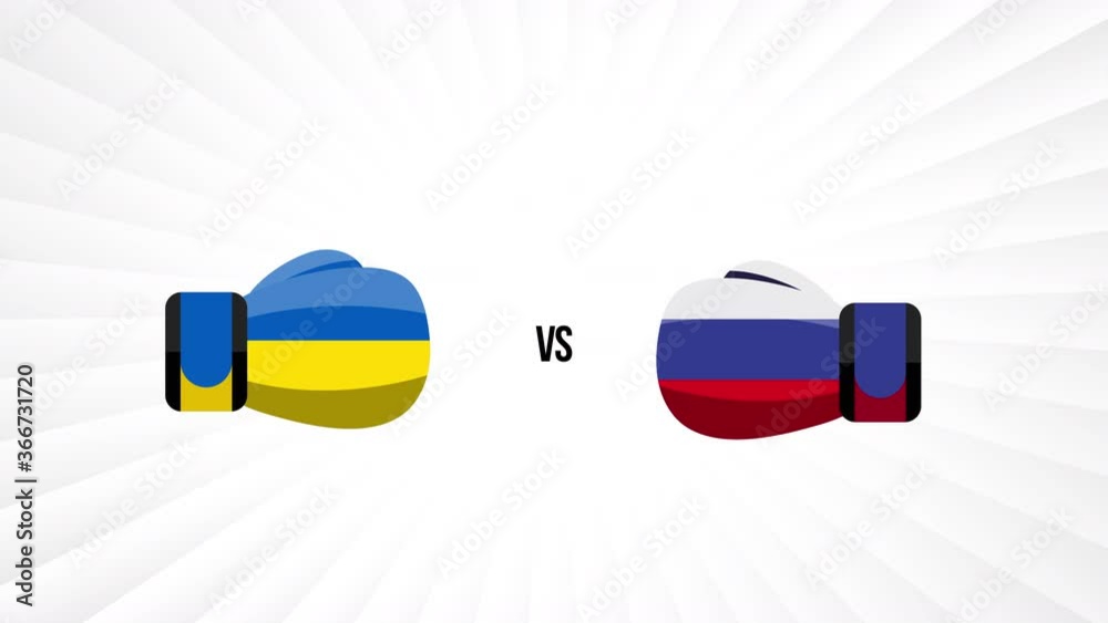 Ukraine vs Russia. Concept of trade war, fight, sport match or war between Ukraine and Russia