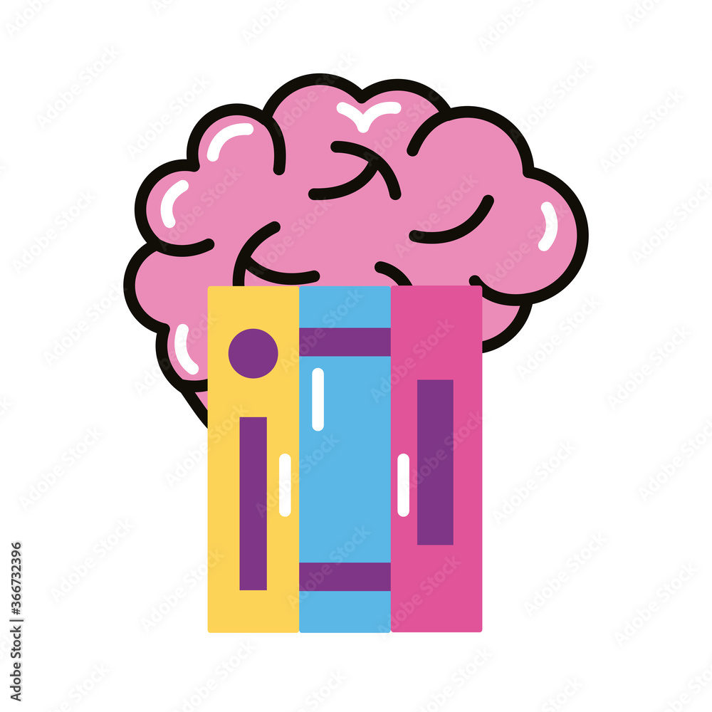 brain human with books line and fill style icon brain human with books line and fill style icon