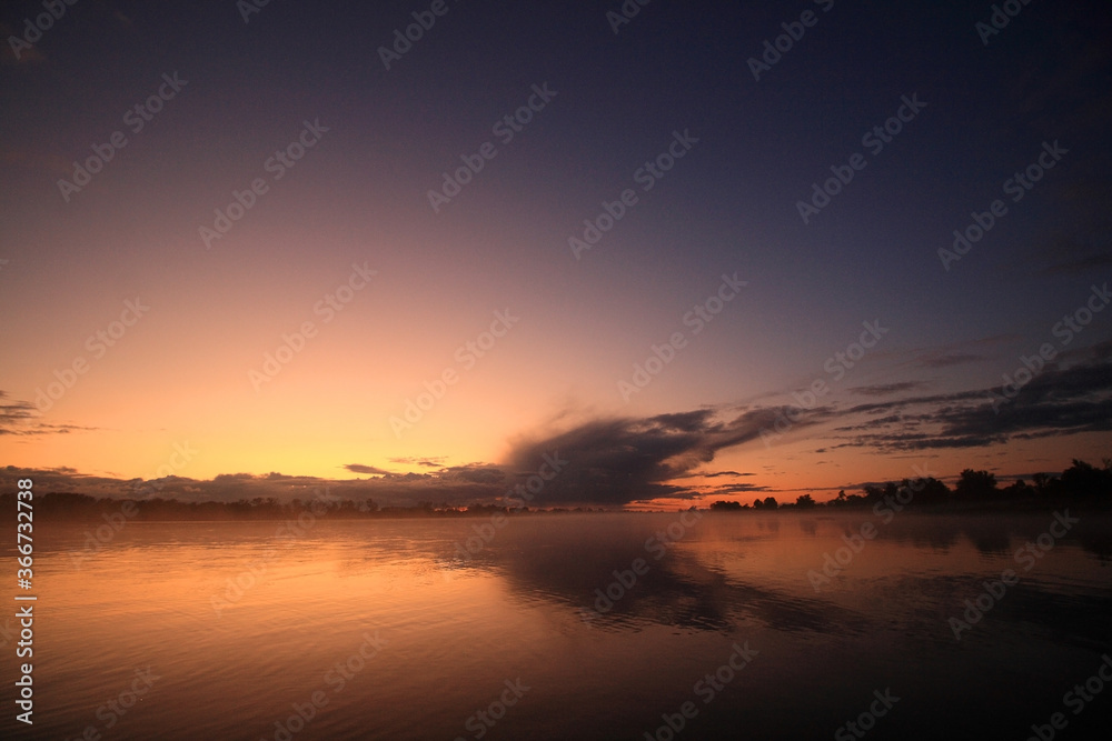 Colorful sunset by the Odra River, Poland. Colorful sunset by the Odra River, Poland.