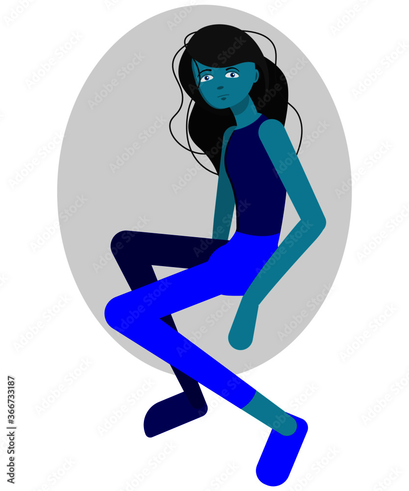 Tired and sad woman in blue Tired and sad woman in blue