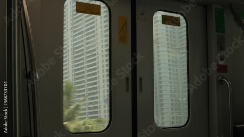 Exterior view from the door of metro rail, Mumbai city, India photo