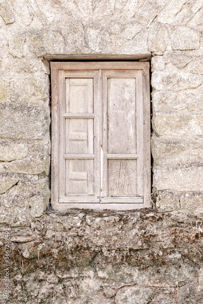 rustic wooden window in old stone house rustic wooden window in old stone house