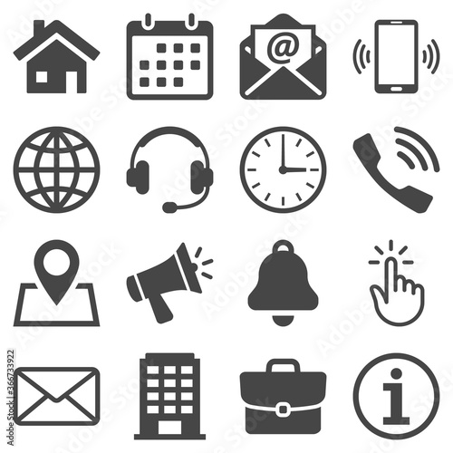 Contact us service icons set of email phone communication and representative person isolated vector illustration