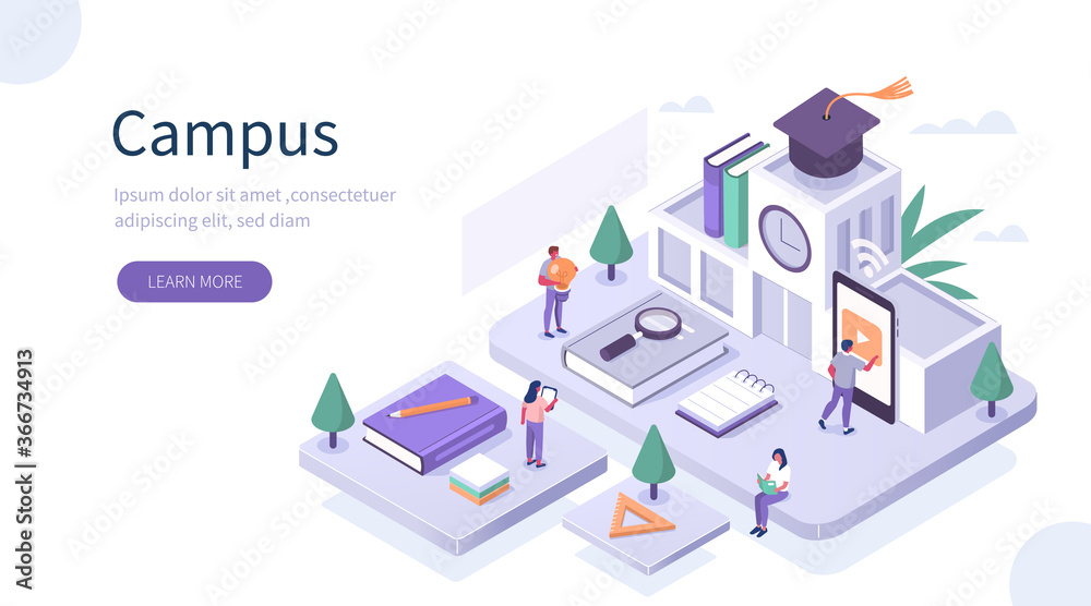 Students Study Online in University or College Campus. Girls and Boys Learning Together with Smartphone and Books. Distance Education Technology Concept. Flat Isometric Vector Illustration. Students Study Online in University or College Campus. Girls and Boys Learning Together with Smartphone and Books. Distance Education Technology Concept. Flat Isometric Vector Illustration.