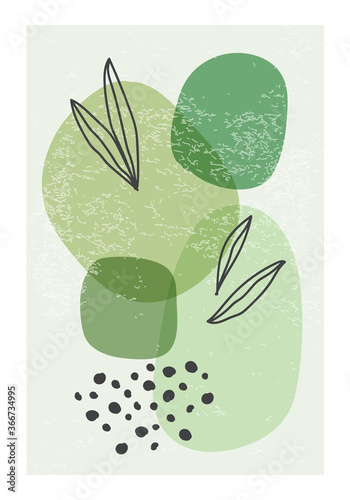 Minimalist poster with abstract organic shapes composition