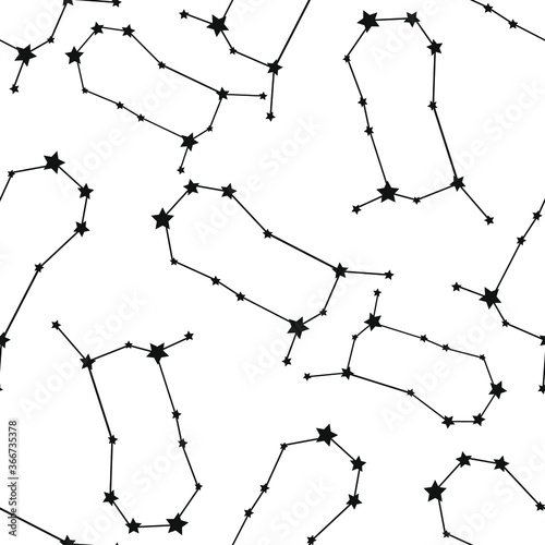 Gemini zodiac star seamless pattern. Repeating sign Gemini with stars on a white background.
design for textiles, wallpaper, fabric, decor, clothing, scrapbooking.