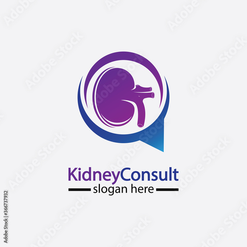 Kidney Consult logo designs concept vector, Kidney Healthcare logo template,Urology logo vector template.