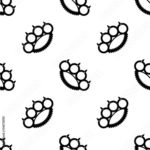 Brass Knuckles Icon Seamless Pattern, Fist Weapon Icon