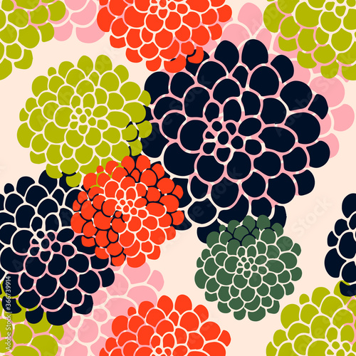 Seamless pattern with large abstract flowers. Ornamet can be suitable for bedding, wrapping paper, fabric