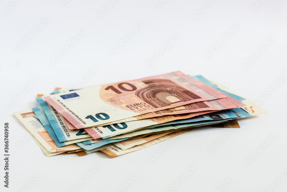 Euro money banknotes stacked close up Euro money banknotes stacked close up