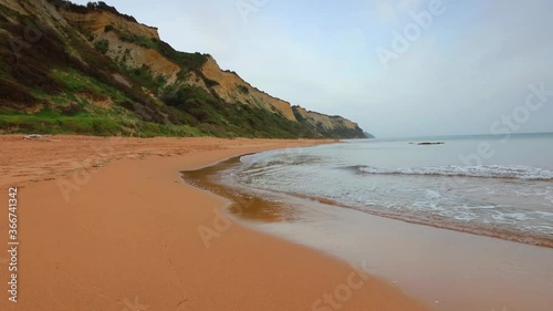 Stunning summer view of Gardeno beach. Dramatic morning seascape of Ionian Sea. Picturesque landscape of Corfu island, Greece, Europe. Traveling concept background. Full HD video (High Definition). photo