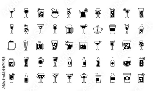 bundle of drinks collection set icons