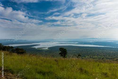 Landscape in the Akagera National Park  Rwanda  Africa