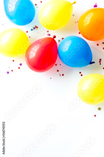Happy birthday concept. Balloon on white background top-down copy space © 9dreamstudio