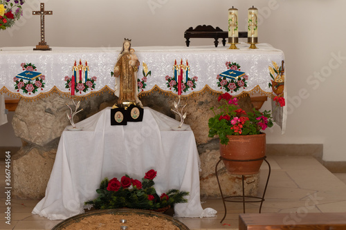 The interior of the Deir Al-Mukhraqa Carmelite Monastery building  in northern Israel photo