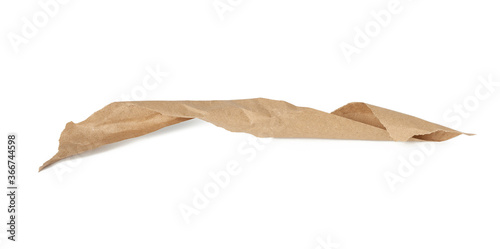 Schilderij op canvas twisted strip of brown craft paper isolated on white background