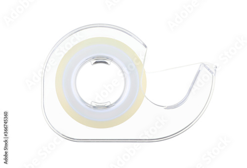 Sticky tape dispenser on white with clipping path photo
