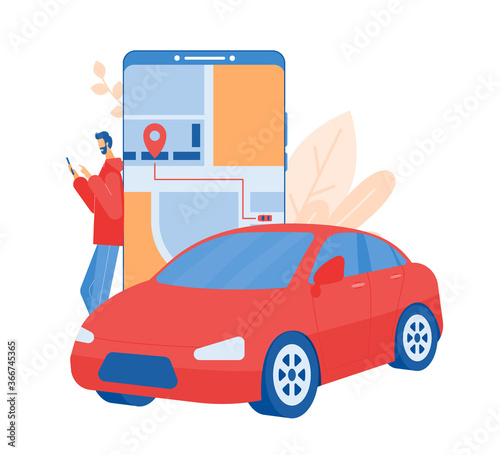 Car sharing concept. Mobile application. Vector illustration. photo