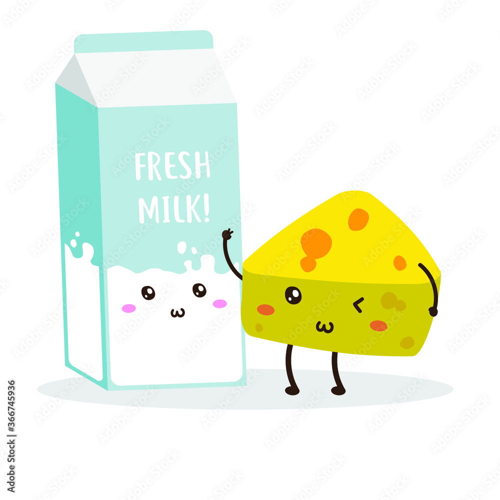 cute happy lovely fresh milk and cheese vector design cute happy lovely fresh milk and cheese vector design