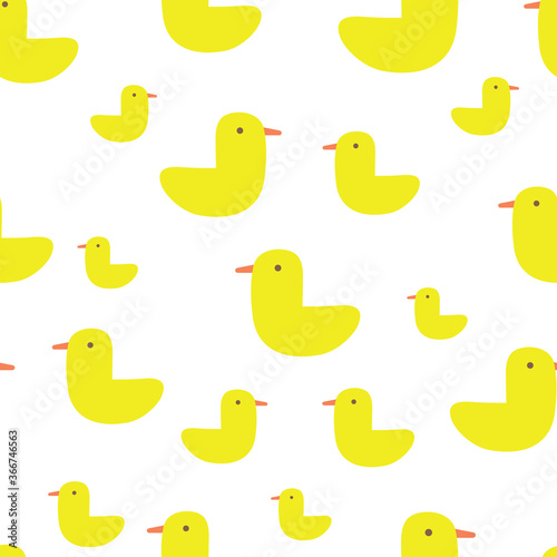 Cute seamless pattern design with yellow ducks on white background. Perfect for baby fabric, textile, kids fashion. Surface pattern design.