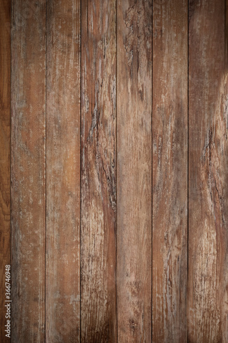 The aged surface of the wooden boards is brown.Texture or background
