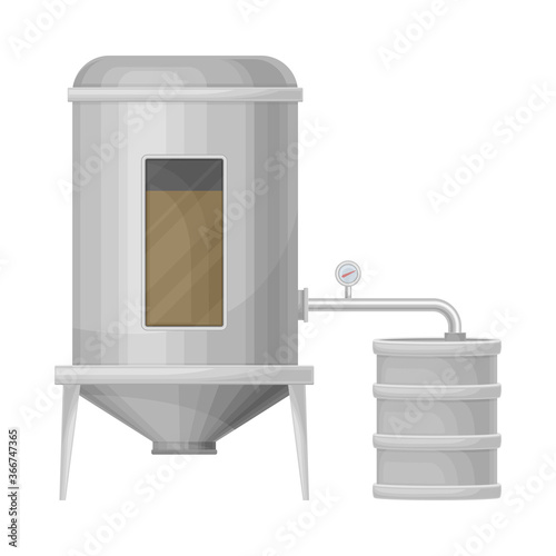 Tank with Malted Barley Lautering Process as Beer Production Vector Illustration