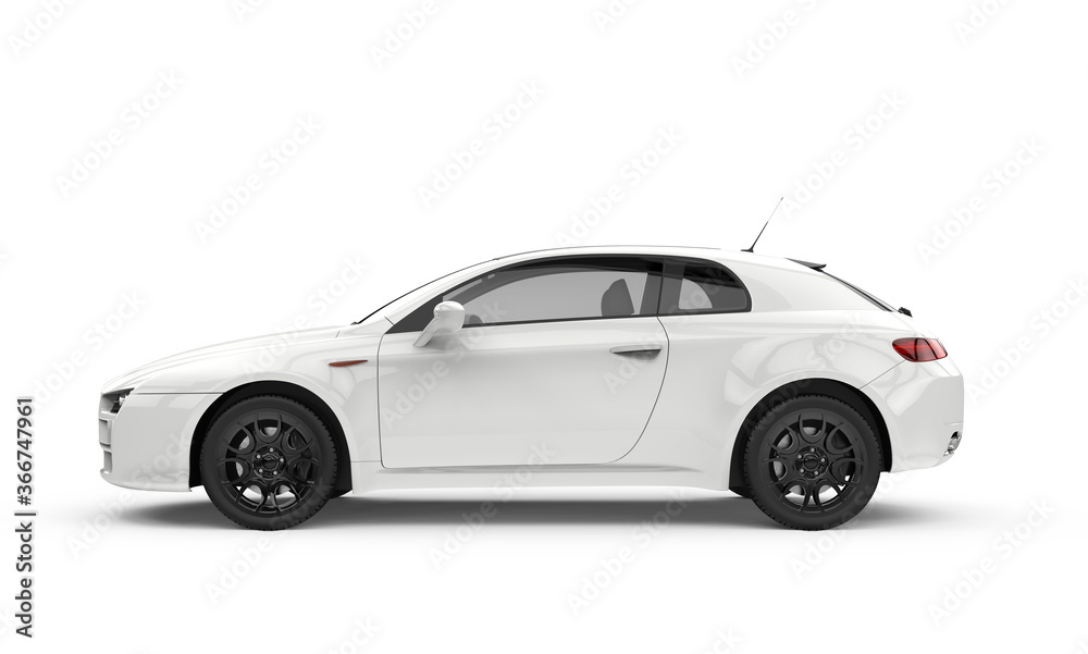 Fototapeta premium Generic unbranded white car, sedan, mockup