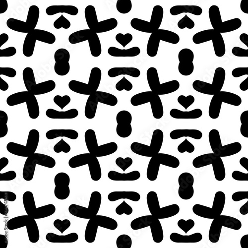 Intricate geometric pattern in classic black and white seamless pattern vector background.