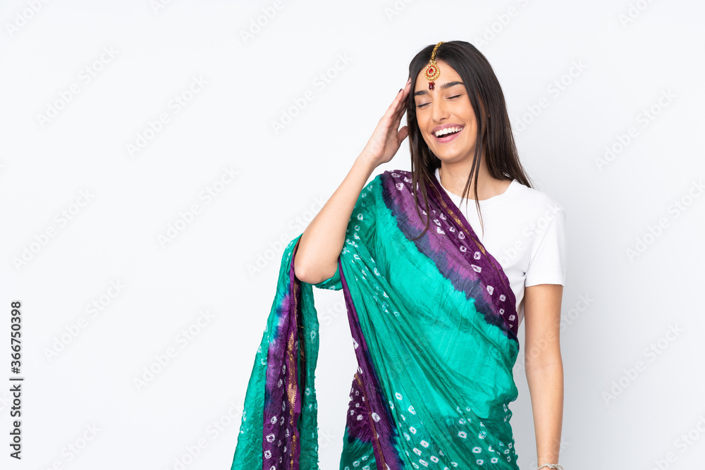 Young Indian woman isolated on white background has realized something and intending the solution Young Indian woman isolated on white background has realized something and intending the solution