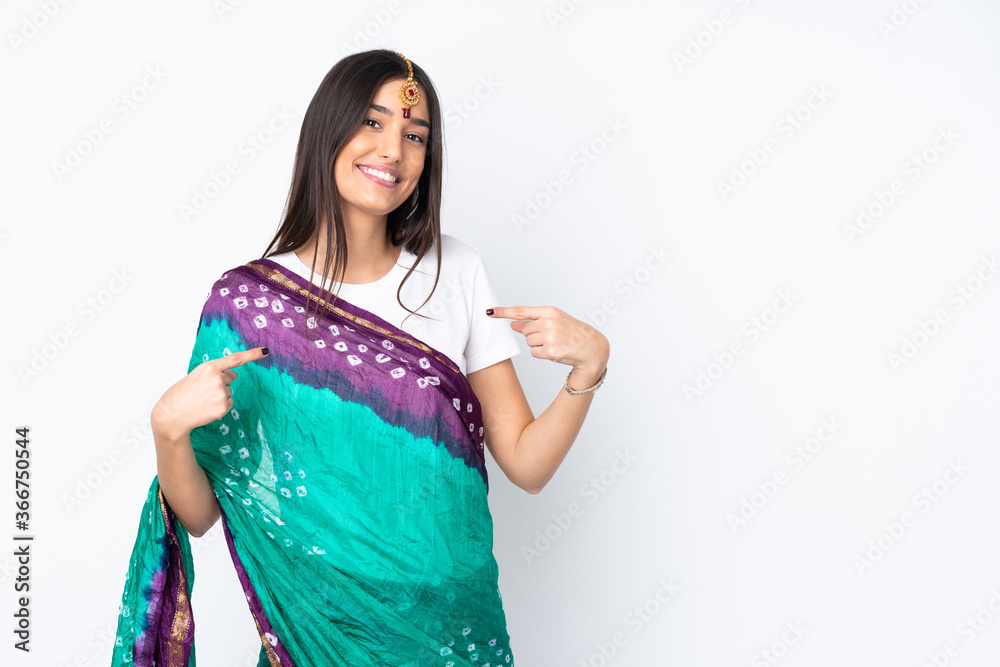 Young Indian woman isolated on white background proud and self-satisfied Young Indian woman isolated on white background proud and self-satisfied
