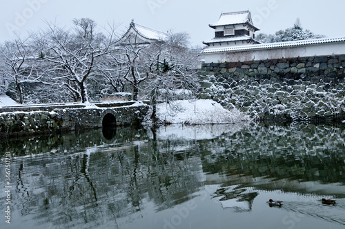 雪の福岡城址