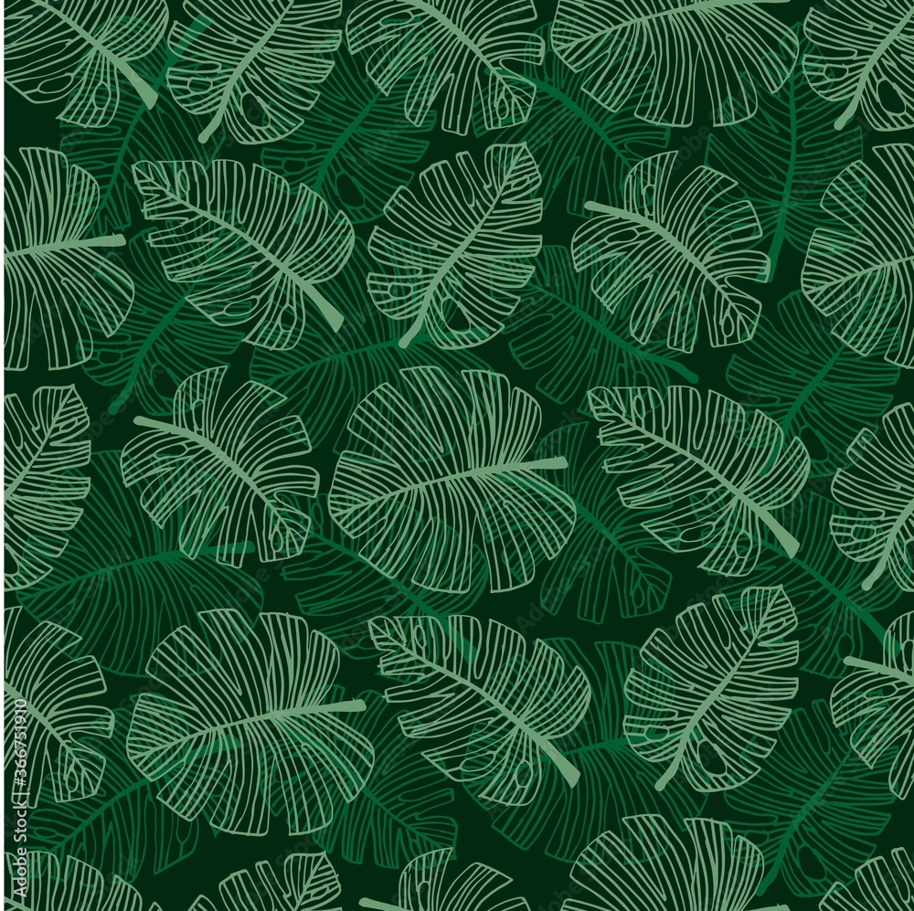 Monstera leaf seamless pattern background.