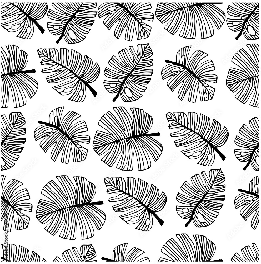 Monstera leaf seamless pattern background. Monstera leaf seamless pattern background.