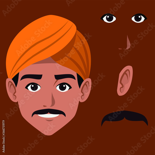Indian Face with turban vector design