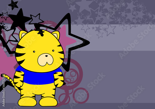 kawaii plush tiger cartoon background in vector format