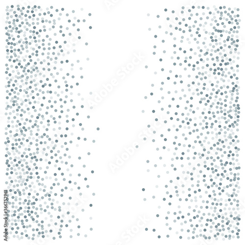 Silver glitter background, metal christmas confetti falling. light magic shining Flying glitter dots, sparkle  particles vector border backdrop. shimmer shiny halftone
