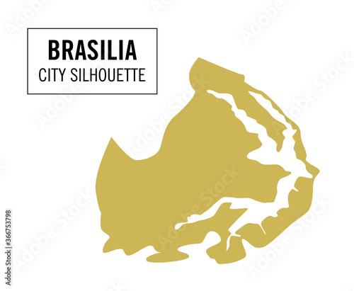 Brasilia city silhouette, Brazil. Shape, silhouette of capital city isolated on white background. Vector illustration.