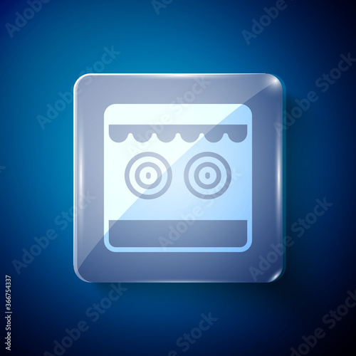 White Shooting gallery icon isolated on blue background. Square glass panels. Vector.