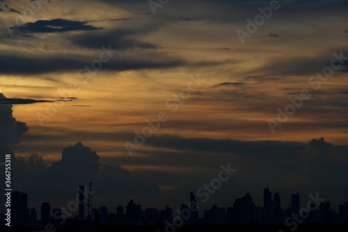 Colorful twilight cloud over Bangkok city, Thailand