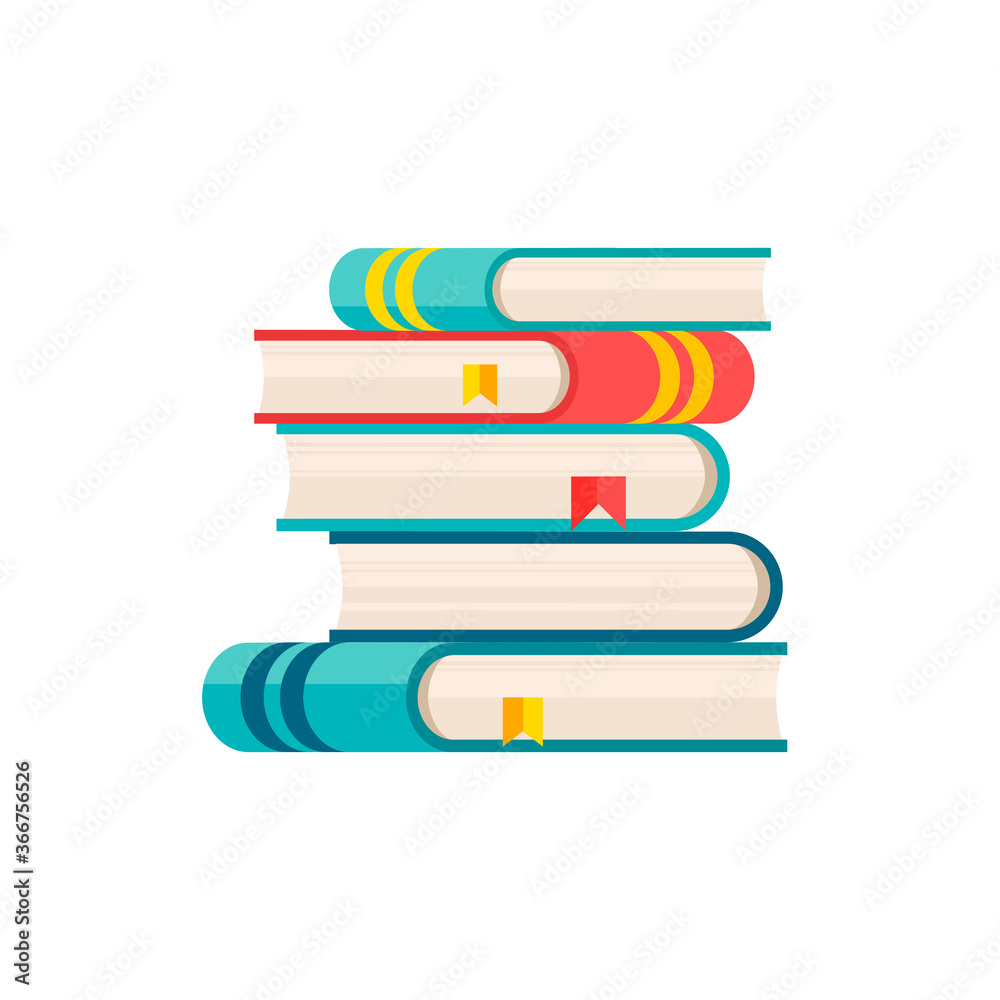 Stack of colorful books isolated on white background. Pile of books vector illustration. Icon stack of books in flat style. Concept education Stack of colorful books isolated on white background. Pile of books vector illustration. Icon stack of books in flat style. Concept education