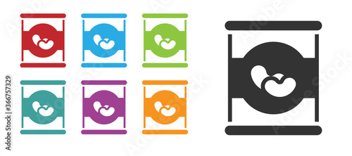 Black Beans in can icon isolated on white background. Set icons colorful. Vector.