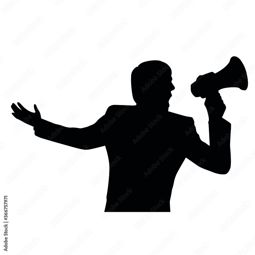 Silhouette Of Person Using Megaphone