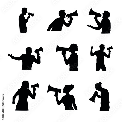 Silhouette Of Person Using Megaphone