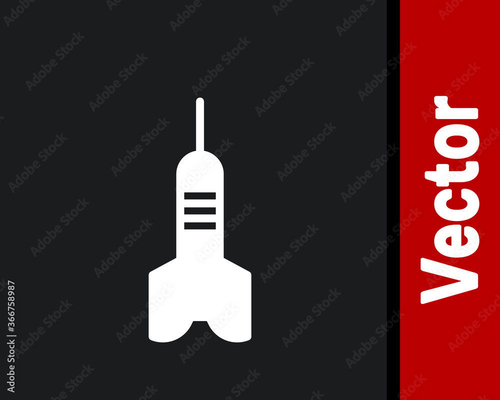 White Dart arrow icon isolated on black background. Vector. White Dart arrow icon isolated on black background. Vector.
