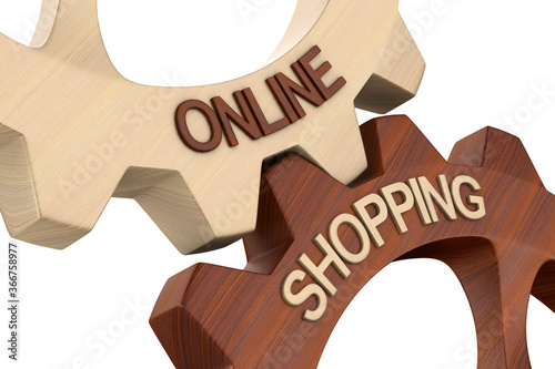 Online shopping on white ba...