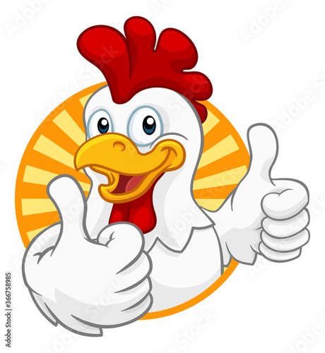 Canvastavla A chicken cartoon rooster cockerel character mascot giving a thumbs up