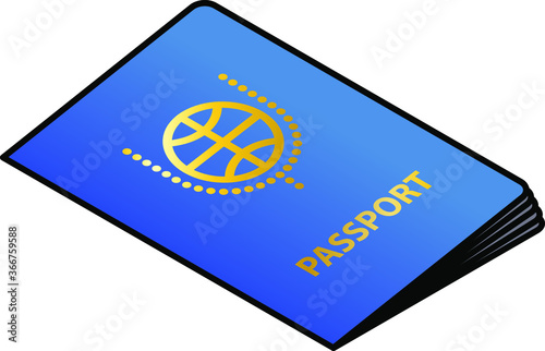 A blue passport with gold lettering and crest.