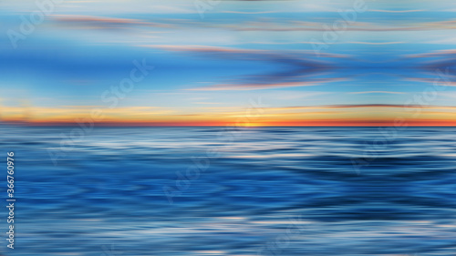 Abstract panoramic view of the sunset over the sea
